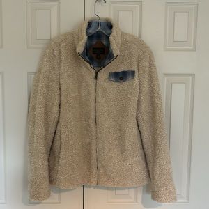 Cream Fleece Zip Jacket Size L